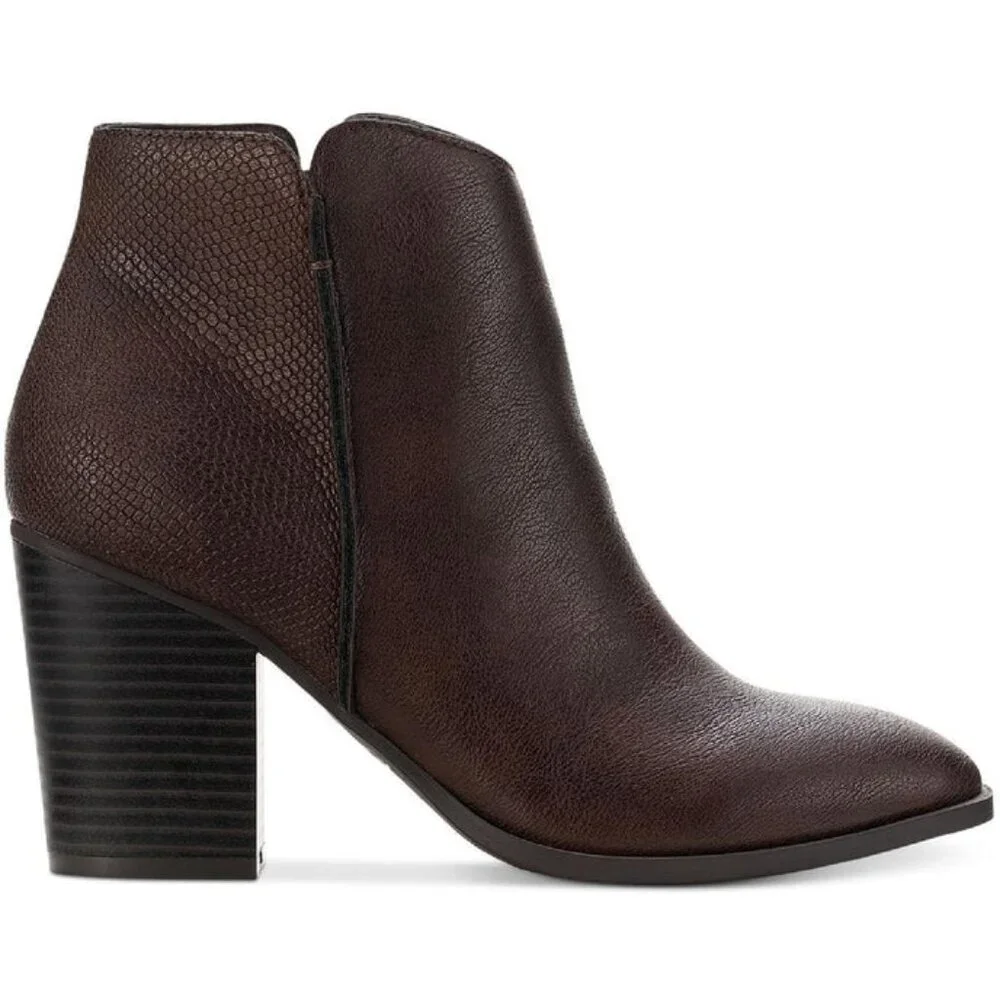 Size 9.5, 10, 11 - SUN + STONE - Gracey Faux Leather Brown Ankle Boots NEW $80